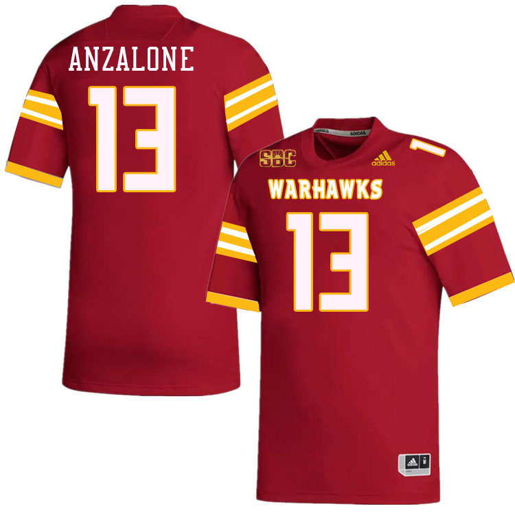 #13 Brooks Anzalone Louisiana-Monroe Warhawks College Football Jerseys Stitched-Red